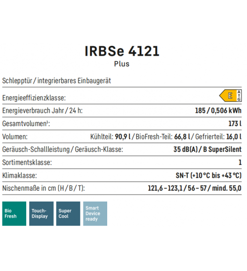 LIEBHERR利勃海尔 IRBSe 4121  生物养鲜 嵌入式单门冰箱
